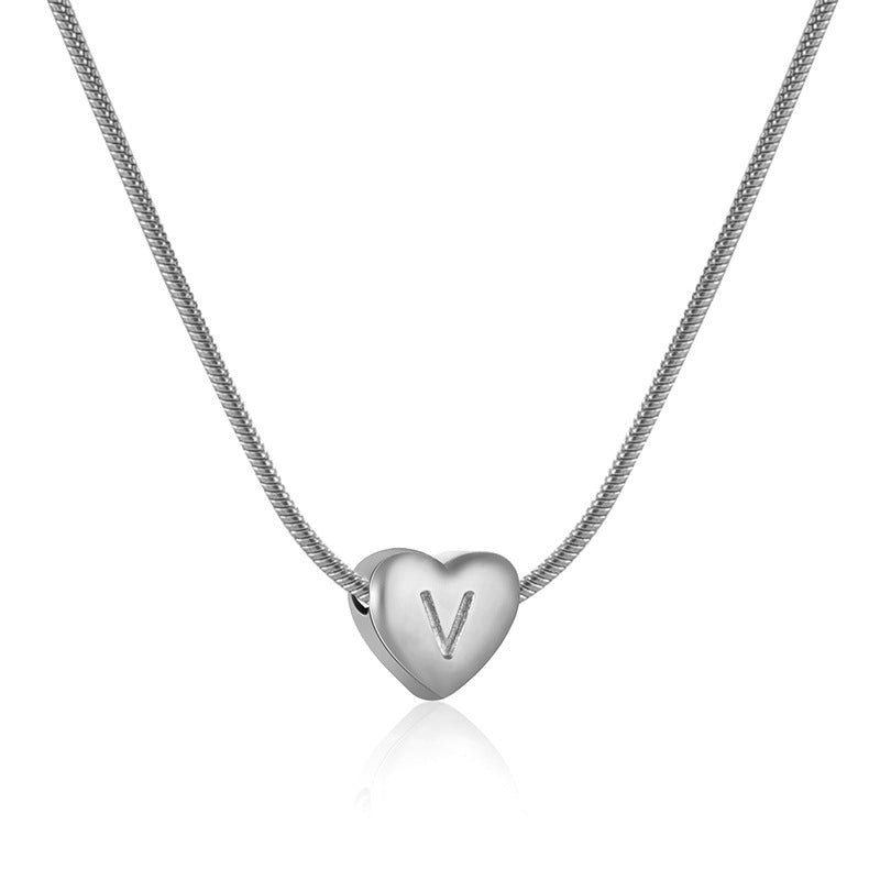 Silver Heart Initial Necklace