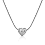 Silver Heart Initial Necklace