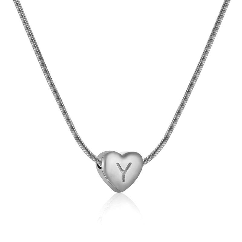 Silver Heart Initial Necklace