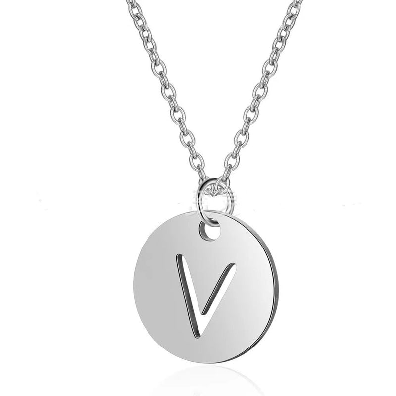 Silver Embeded Initial Necklace