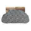 Woven Tapestry Fabric Clutch Bag with Wooden Handle