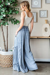 WASHED DENIM PALAZZO PANTS