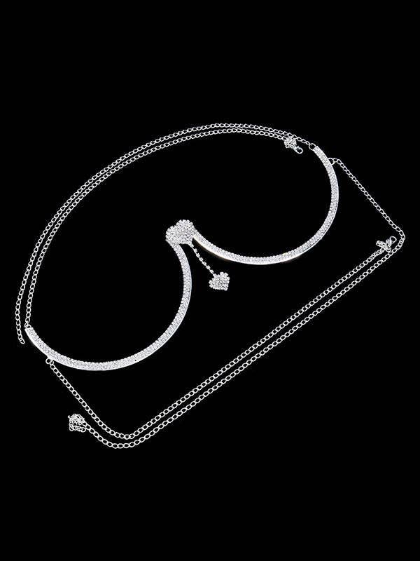 Statement Rhinestone Alloy Heart Shape Body Chain Accessories