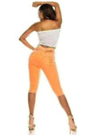 Neon Orange Distressed Shorts