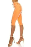 Neon Orange Distressed Shorts