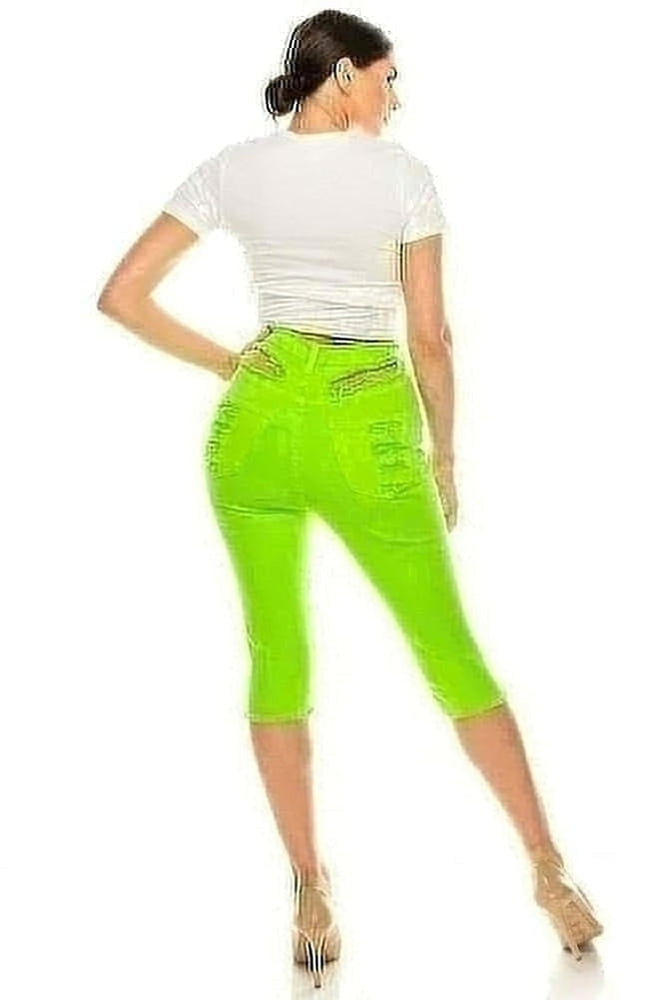 Neon Green Distressed Shorts