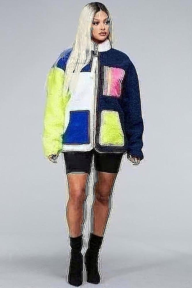 ColorBlock Fleece Jacket Coat