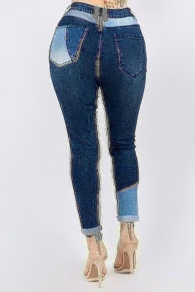 Colorblock Denim Jeans