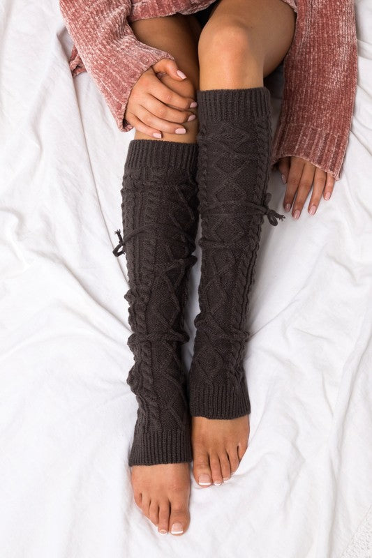 Chocolate Cable Knitted Leg Warmers
