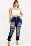 Curvy Distressed Denim Joggers