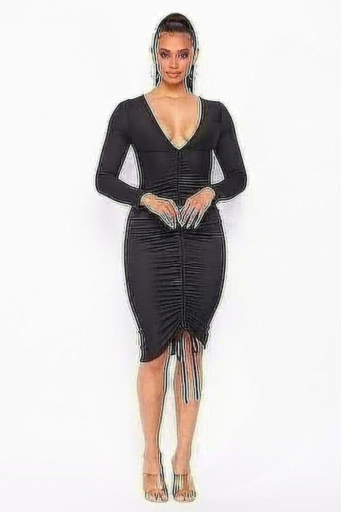 Black Roxane Ruched Dress