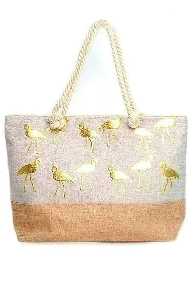 Gold Metallic Flamingo Ladies Tote bag