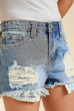Girl's Distressed Sequin Shorts