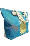 Blue and Gold Pineapple Ladies Tote Bag