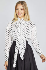 Polky Bow Tie Blouse