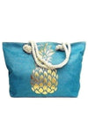 Blue and Gold Pineapple Ladies Tote Bag