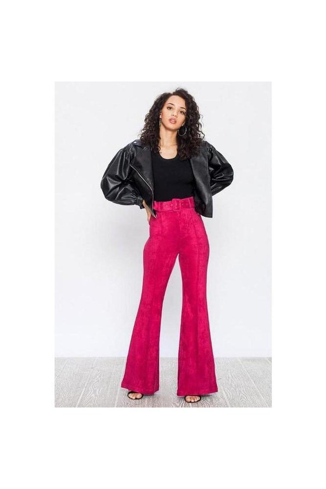 Faux Suede Flared Pant