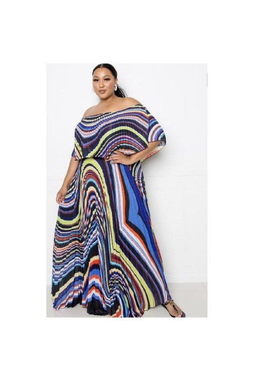 Swirl Pleated Maxi Dress