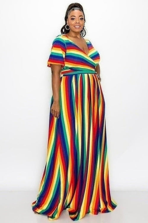 Rainbow Wrap Around Skirt Set