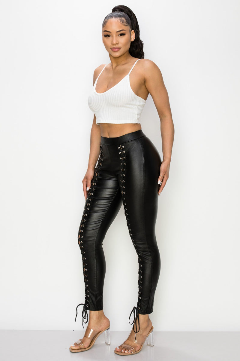 Black Front Lace Up Leggings – Namelezz Fashion