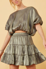Shimmer Crop Top and Tiered Skirt Set