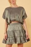 Shimmer Crop Top and Tiered Skirt Set
