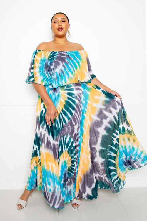 Groovy Pleated Maxi Dress